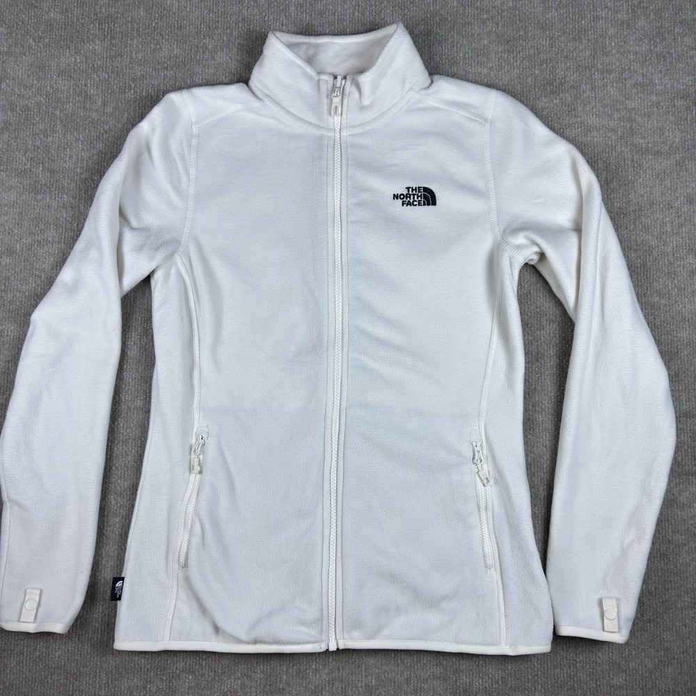 The North Face Women's White Full Zip Fleece Jacket Circular Design Size M